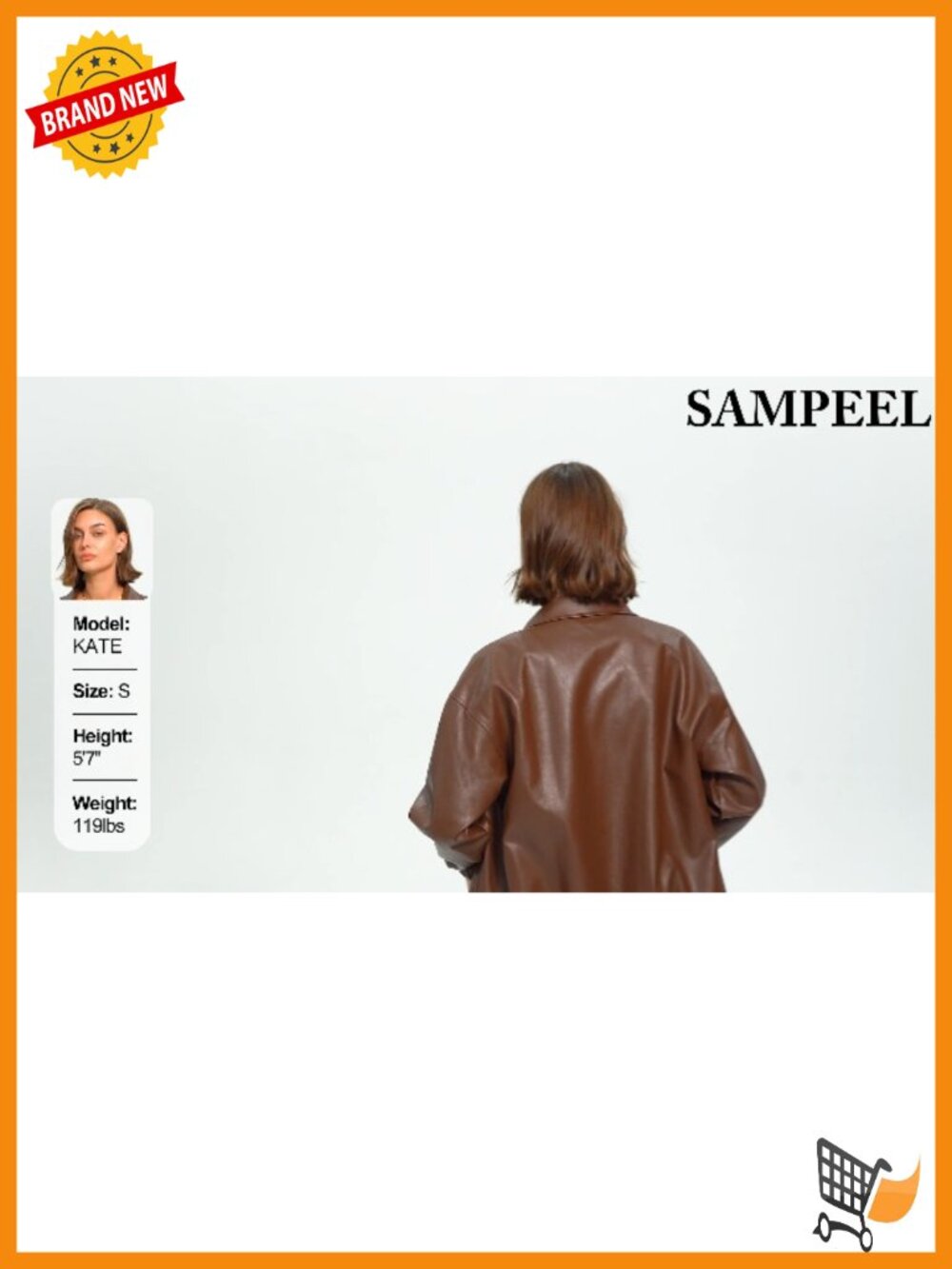 Oversized Faux Leather Motorcycle Jacket Women Y2K Bomber - Picture 5 of 5